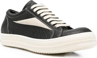Rick Owens Mens Sneakers Vintage Low En Cuir Noir Et Blanc Black