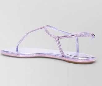 Rene Caovilla satin sandals ankle strap rhinestone straps rubber