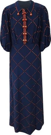 Jenny Packham Navy Bead Embellished Midi Dress Size XL