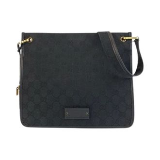 Gucci Pre-owned Shoulder Bags, female, Black, Size: ONE SIZE Pre-owned Black GG Canvas Leather Shoulder Bag