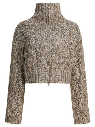 Brunello Cucinelli Dazzling Chin&eacute; Wool Zipper Sweater