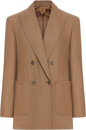Max Mara Brown Double-breasted Wool Blazer