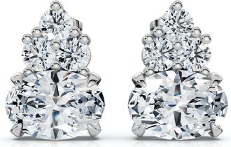 Pompeii3 Certified 5Ct Oval Diamond Studs 14k Gold Lab Grown FG/VS