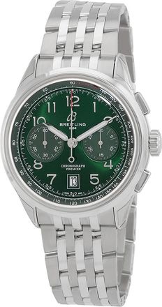 Breitling Pre-owned Breitling Premier Chronograph Automatic Chronometer Green Dial Mens Watch AB0145371L1A1