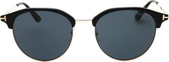Tom Ford Unisex Shiny Black Framed Smoke Sunglasses Metal - One Size