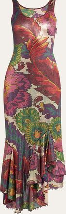Etro Metallic Printed Sleeveless Maxi Dress