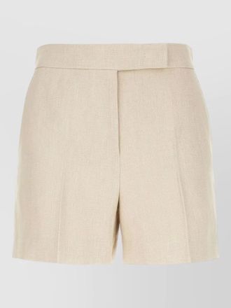Max Mara linen shorts belt loops buttoned back pockets