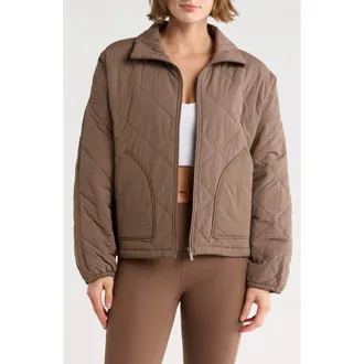 Zella Wander Diamond Quilted Jacket in Brown Quartz at Nordstrom Rack, Size X-Small