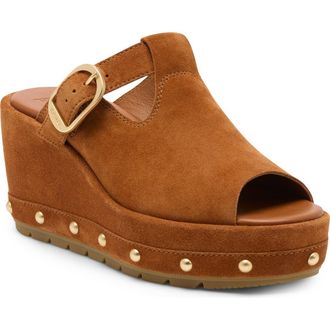 Sorel Sunpeak Studded Platform Wedge Sandal in Iced Tea/Gum at Nordstrom, Size 9.5