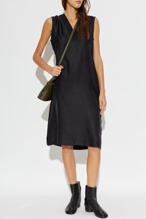 Maison Margiela Sleeveless Silk Dress, Womens, Black