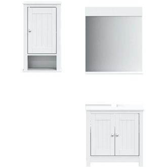 vidaXL Juego De Muebles De Ba&ntilde;o Berg 3 Pzas Madera Maciza Pino Blanco Vidaxl