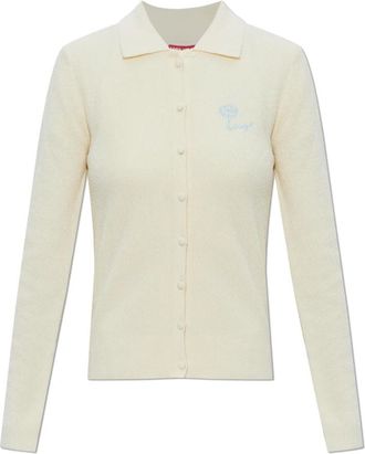 Kenzo Logo Cardigan - Dames - Vesten - Beige - L - Katoen - Truien & Vesten