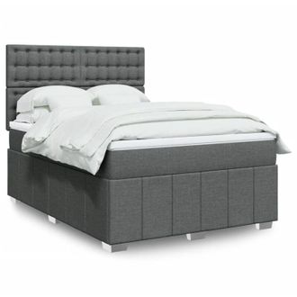 vidaXL Cama Box Spring Con Colch&oacute;n Tela Gris Oscuro 140x190 Cm Vidaxl