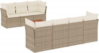 vidaXL Set De Sof&aacute;s De Jard&iacute;n Y Cojines 8 Piezas Rat&aacute;n Sint&eacute;tico Beige Vidaxl
