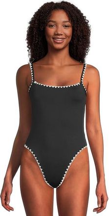 L*Space Nadia OP Classic Womens Swimsuits One Piece Black/Cream : XS, Nylon/Spandex
