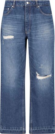 Represent Blue Heaton Destroyed Straight-Leg Cotton Denim Jeans