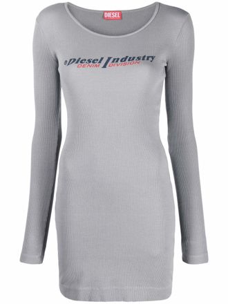 Diesel Sweaterjurk met logoprint - Grijs
