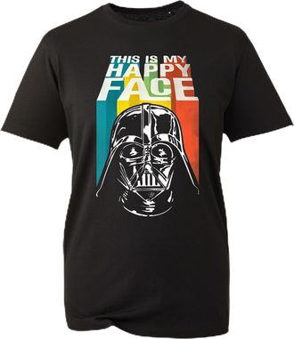 Generic This is My Happy Face T-Shirt, Funny Retro Movie Famous Villain Dark Vader Face Mask Shirt, Gift Unisex Tee Top (Black, XL)