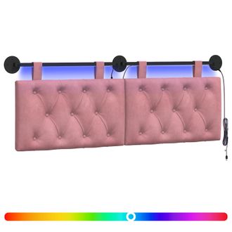vidaXL Cabecero Colgante Con Luz Led Rosa Terciopelo Vidaxl