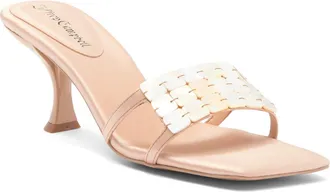 Jeffrey Campbell Abalone Slide Sandal in Champange Satin Combo at Nordstrom, Size 7.5