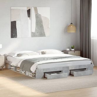 vidaXL Cama Con Cajones Madera Ingenier&iacute;a Gris Hormig&oacute;n 180x200 Cm Vidaxl