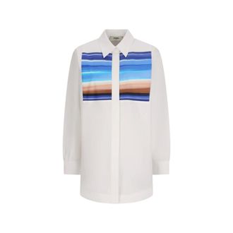 Fendi Dames, Blouses & Shirts, Wit, Maat: L Katoen