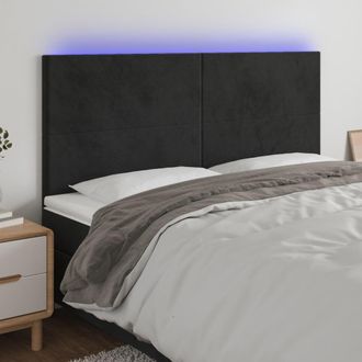 vidaXL Cabecero Con Luces Led Terciopelo Negro 160x5x118/128 Cm Vidaxl