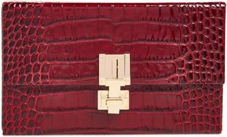 Tom Ford T Latch East/West Croc Embossed Leather Clutch in Ruby Red at Nordstrom