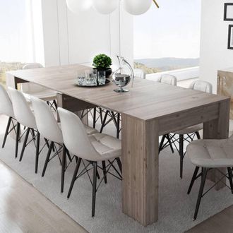 Dmora Dmora Mesa De Comedor Moderna, Consola Extensible Hasta 10 Asientos, Medidas 90 X 51 X 77 Cm (hasta 237 Con Extensiones), Color Marr&oacute;n - Roble