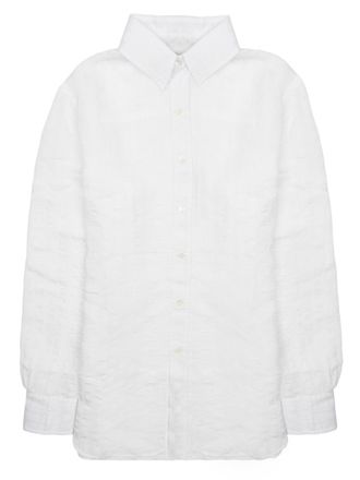 Department Five Structured Collar White Button-Up Shirt with Textured Fabric