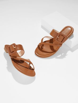 Talbots Camy Buckle Slides - Havana Tan - 10M Talbots