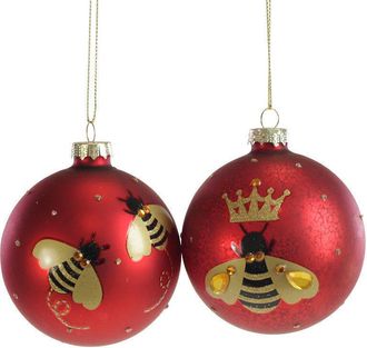 LLR Collection 2er-Set Weihnachtskugeln Bee aus Glas