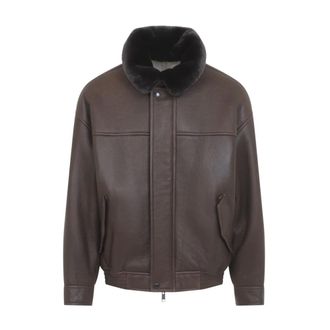 Yves Salomon Giacca Bomber in Shearling Nappa - - Jackets - Uomo - Marrone - L