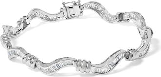 House of Brilliance 14K White Gold 2.00 Cttw Baguette-Cut Spiral Link 7 Bracelet
