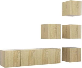 vidaXL Juego De Muebles De Sal&oacute;n 6 Piezas Roble Sonoma Vidaxl