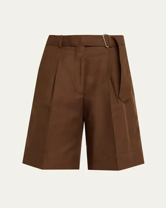 Officine G&eacute;n&eacute;rale Dalva Belted Italian Linen Shorts