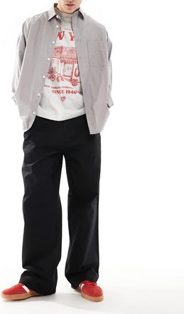 Only & Sons baggy fit linen blend pants in black