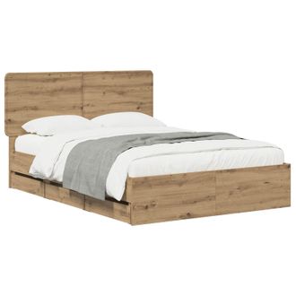 vidaXL Bed Frame With Storage And Headboard Artisan Oak 120 X 200 Cm Vidaxl