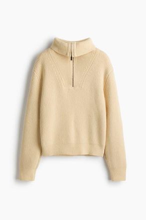 H&M Rib-knit Zip-top Jumper in Light Yellow at Nordstrom, Size Xx-Small