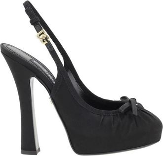 Dolce & Gabbana Schoenen, Dames, Zwart, 37 EU, Bow Slingback Pumps met Sculptuurhak
