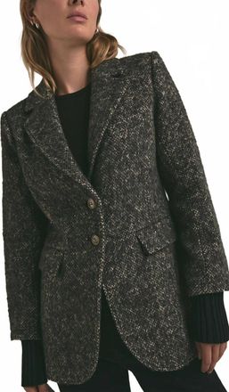 Favorite Daughter City Cashmere Ribbed Cuffs Blazer In Black