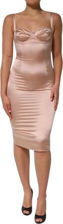 Dolce & Gabbana Blush Pink Silk Satin Bodycon Jurk - Dames - Feestkleedjes - Roze - 2XS - Satijn - Kleedjes