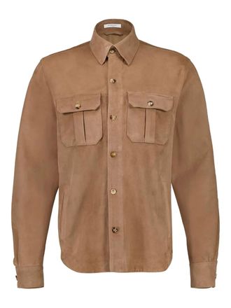 Boglioli Leren overhemd - Beige