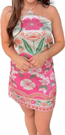 Ciebon Womens Maika Floral Engineer Print Halter Top In Pink