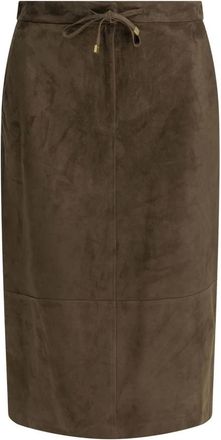 Max Mara Falda l&aacute;piz Gazza de ante - Skirts - Mujer - Marr&oacute;n - S