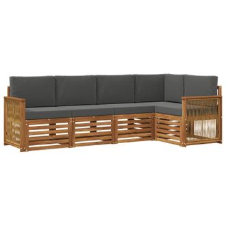 vidaXL Conjunto De Sof&aacute; Seccional Con Coj&iacute;n 4 Pcs Natural Y Antracita Vidaxl