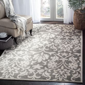 Safavieh Amherst Machine Made Area Rug, Dark Grey / Beige Traditional Style Easy Care