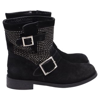 Jimmy Choo London Studded Ankle Boots in Black Suede