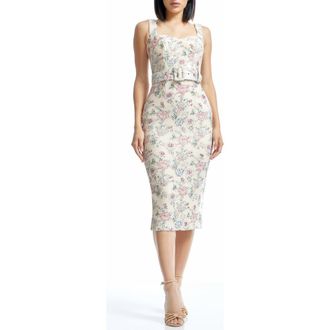 Dress The Population Nicole Sequin Floral Tweed Sheath Dress in Cream Multi at Nordstrom Rack, Size Xx-Large