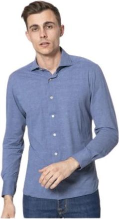 Orian Blauwe Vloeibare Overhemd - Heren - Casual Overhemden - Blauw - L - Nylon - Overhemden